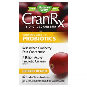 Журавлина біоактивна з пробіотиком, жіноче здоров'я, CranRx, Women's Care with Probiotics, Nature's Way, 60 вегетаріанських капсул