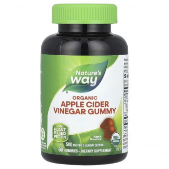 Яблучний оцет, 500 мг, Organic Apple Cider Vinegar Gummies, Nature's Way, 60 жувальних цукерок