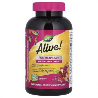 Мультивітаміни для жінок 50+, смак ягід, Alive! Women's 50+ Multivitamin Gummy, Nature's Way, 150 жувальних цукерок