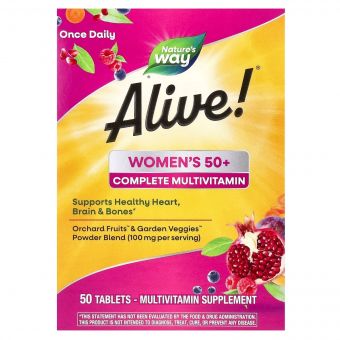 Мультивітаміни повного комплексу для жінок 50+, Alive! Women's 50+ Complete Multivitamin, Nature's Way, 50 таблеток