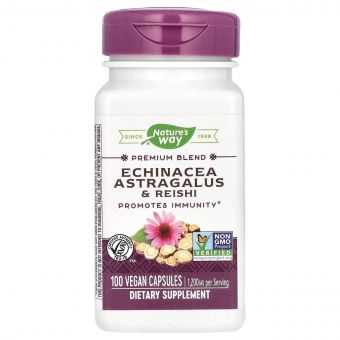 Ехінацея, астрагал та рейші, 1200 мг, Echinacea Astragalus&Reishi, Nature's Way, 100 вегетаріанських капсул