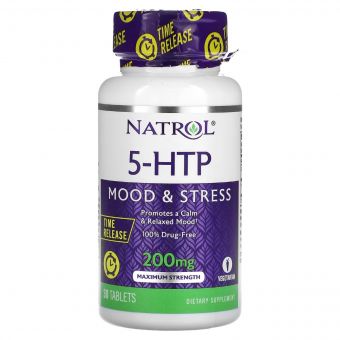 5-HTP (Гідрокситриптофан) повільного вивільнення, 200мг, 5-HTP, Natrol, 30 таблеток