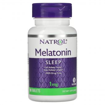 Мелатонін, 1 мг, Melatonin, Natrol, 90 таблеток