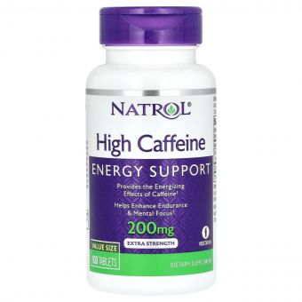 Кофеїн високоефективний, 200 мг, High Caffeine, Natrol, 100 таблеток