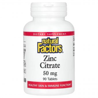 Цитрат Цинку, 50 мг, Zinc Citrate, Natural Factors, 90 Таблеток