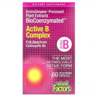 Активний комплекс вітамінів B, BioCoenzymated, Active B Complex, Natural Factors, 60 вегетаріанських капсул