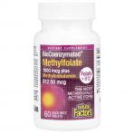 Метилфолат, 1000 мкг, BioCoenzymated, Methylfolate, Natural Factors, 60 таблеток