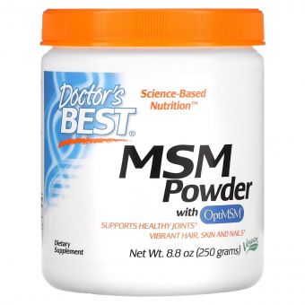 МСМ в порошку, Метилсульфонілметан, MSM Powder with OptiMSM, Doctor's Best, 250 гр