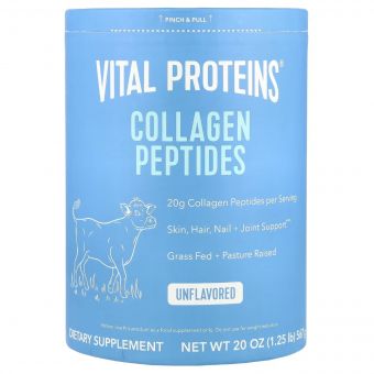 УЦІНКА Пептиди колагену без ароматизаторів, Vital Proteins, Collagen Peptides, Unflavored, 12 унцій (567г) (м'ята банка)