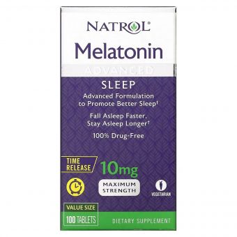 Мелатонін із уповільненим вивільненням, 10 мг, Melatonin, Time Release, Natrol, 100 таблеток