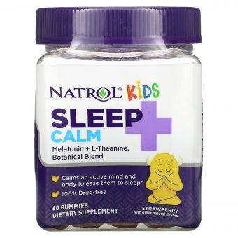 Здоровий сон дитини, смак полуниці, Kids, Sleep + Calm, Ages 4 + Up, Natrol, 60 жувальних цукерок