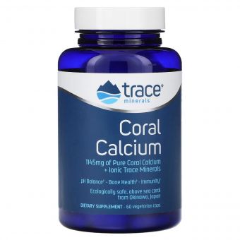 Кораловий кальцій та культові мікроелементи, Coral Calcium + Iconic Trace Minerals, Trace Minerals, 60 вегетаріанських капсул