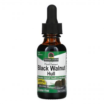 Чорний горіх, екстракт у краплях без спирту, 2000 мг, Black Walnut Hull, Fluid Extract, Alcohol-Free, Nature's Answer, 30 мл