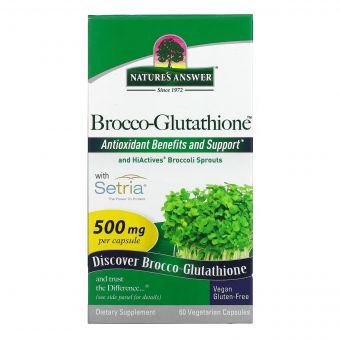 Брокко-глутатіон, 500 мг, Brocco-Glutathione, Nature's Answer, 60 вегетаріанських капсул
