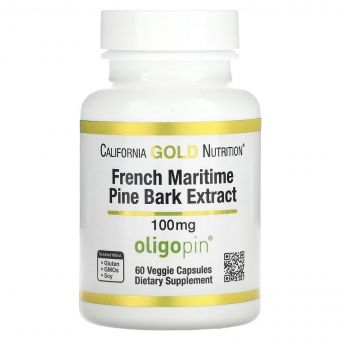 Екстракт кори французької приморської сосни, олігопін, 100 мг, French Maritime Pine Bark Extract, Oligopin, California Gold Nutrition, 60 вегетаріанських капсул