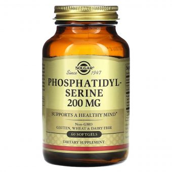 Фосфатидилсерин, 200 мг, Phosphatidylserine, Solgar, 60 гелевих капсул