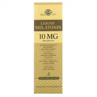 Мелатонін рідкий, 10 мг, смак черешні, Liquid Melatonin, Solgar, 59 мл