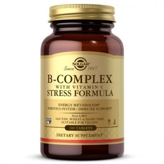 Стрес Формула, В-Комплекс + Вітамін С, B-Complex with Vitamin С, Solgar, 100 таблеток