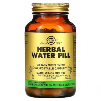 Сечогінний засіб із трав, Herbal Water Pill, Solgar, 100 вегетаріанських капсул