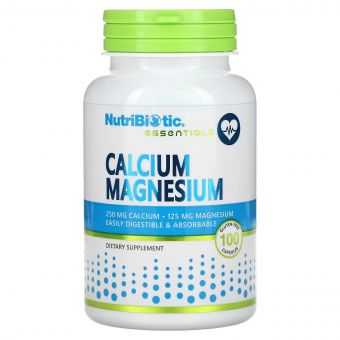 Кальцій та Магній, Calcium Magnesium, NutriBiotic, 100 капсул