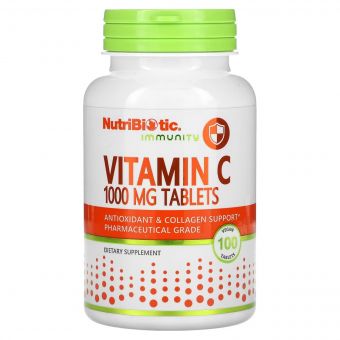 Вітамін C, 1000 мг, Vitamin C, NutriBiotic, 100 таблеток