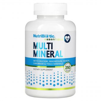 Мультиминералы, Essentials, Multi Mineral, NutriBiotic, 250 капсул