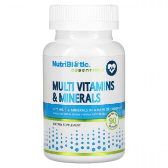 Мультивітаміни та мінерали, Essentials, Multi Vitamins & Minerals, NutriBiotic, 90 капсул