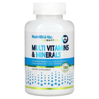 Мультивітаміни та мінерали, Essentials, Multi Vitamins & Minerals, NutriBiotic, 180 капсул