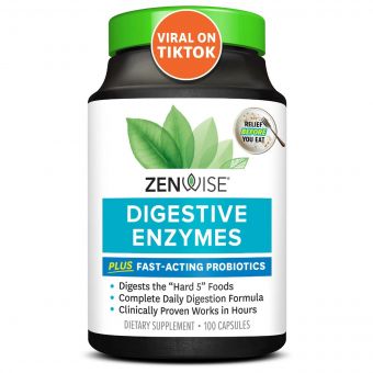 Травні ферменти та швидкодіючі пробіотики, Digestive Enzymes with Probiotics, Zenwise, 100 капсул