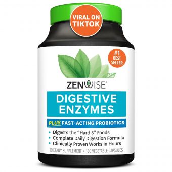 Травні ферменти та швидкодіючі пробіотики, Digestive Enzymes with Probiotics, Zenwise, 180 капсул