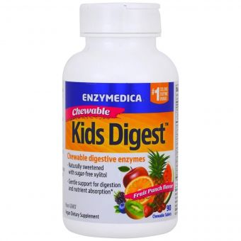 Травні Ферменти для Дітей, Kids Digest, Enzymedica, 90 жувальних таблеток