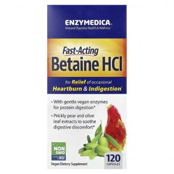 Бетаїн HCI 1300мг, Enzymedica, 120 капсул