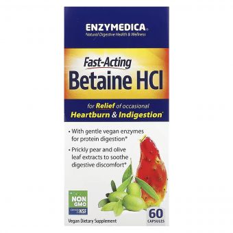 Бетаїн HCI 1300мг, Enzymedica, 60 капсул