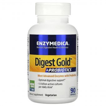 Ферменти з пробіотиками, Digest Gold+Probiotics, Enzymedica, 90 капсул