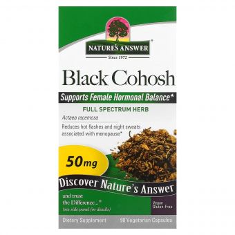 Клопогон, 50 мг, Black Cohosh, Full Spectrum Herb, Nature's Answer, 90 вегетаріанських капсул