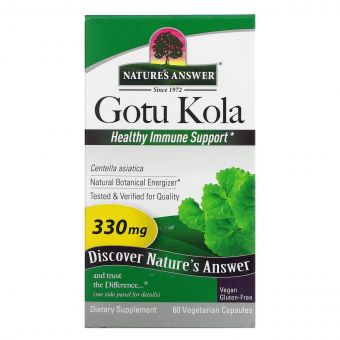Готу колу, 330 мг, Gotu Kola, Healthy Immune Support, Nature's Answer, 60 вегетаріанських капсул