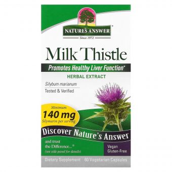 Розторопша, Milk Thistle, Nature's Answer, 60 вегетаріанських капсул
