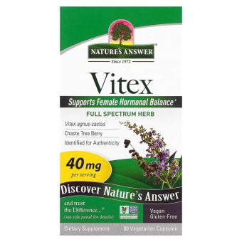Вітекс, 40 мг, Vitex, Agnus-Castus Chaste Tree Berry, Nature's Answer, 90 вегетаріанських капсул