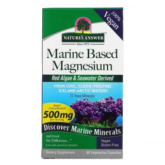 Магній морського походження, 500 мг, Marine Based Magnesium, Nature's Answer, 90 вегетаріанських капсул