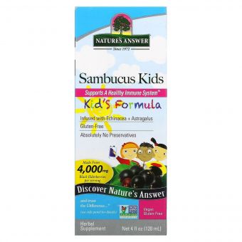 Чорна бузина для дітей, 4000 мг, Sambucus Kid's Formula, Nature's Answer, 120 мл