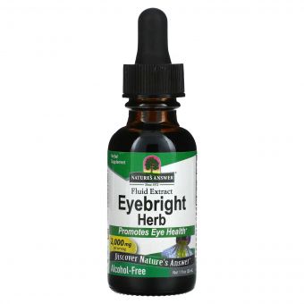 Очанка для очей, екстракт без спирту, 2000 мг, Eyebright Herb, Fluid Extract, Alcohol-Free, Nature's Answer, 30 мл
