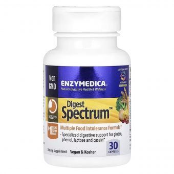 Травні ферменти, Digest Spectrum, Enzymedica, 30 капсул