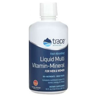 Рідкі мультивітаміни та мінерали: смак апельсин та манго, Liquid Multi Vitamin-Mineral, Trace Minerals, 887 мл