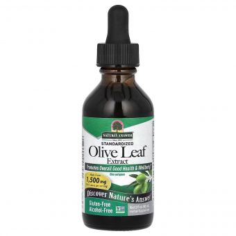 Екстракт листя оливи без спирту, 1500 мг, Olive Leaf Extract, Nature's Answer, 60 мл