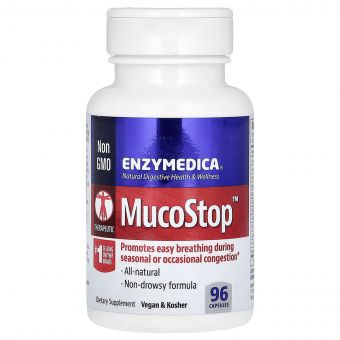 Комплекс для підтримки дихальних шляхів, MucoStop, Enzymedica, 96 капсул 