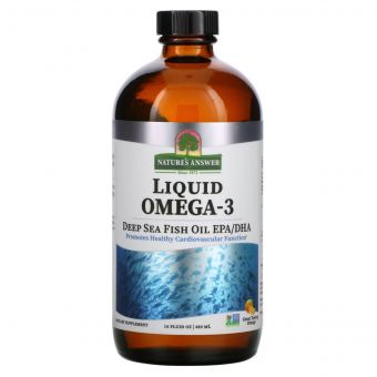 Омега-3 рідка, смак апельсину, Liquid Omega-3, Deep Sea Fish Oil EPA/DHA, Nature's Answer, 480 мл