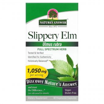 Слизький в'яз, 1050 мг, Slippery Elm, Nature's Answer, 90 вегетаріанських капсул