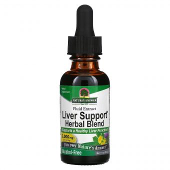 Екстракт трав для підтримки печінки, без спирту, 2000 мг, Liver Support Herbal Blend, Nature's Answer, 30 мл