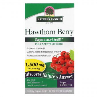 Глід, 1500 мг, Hawthorn Berry, Nature's Answer, 90 вегетаріанських капсул