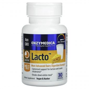 Ферменти для перетравлення лактози, Lacto, Enzymedica, 30 капсул